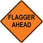 Flagger ahead diamond aluminum traffic warning sign for work zones