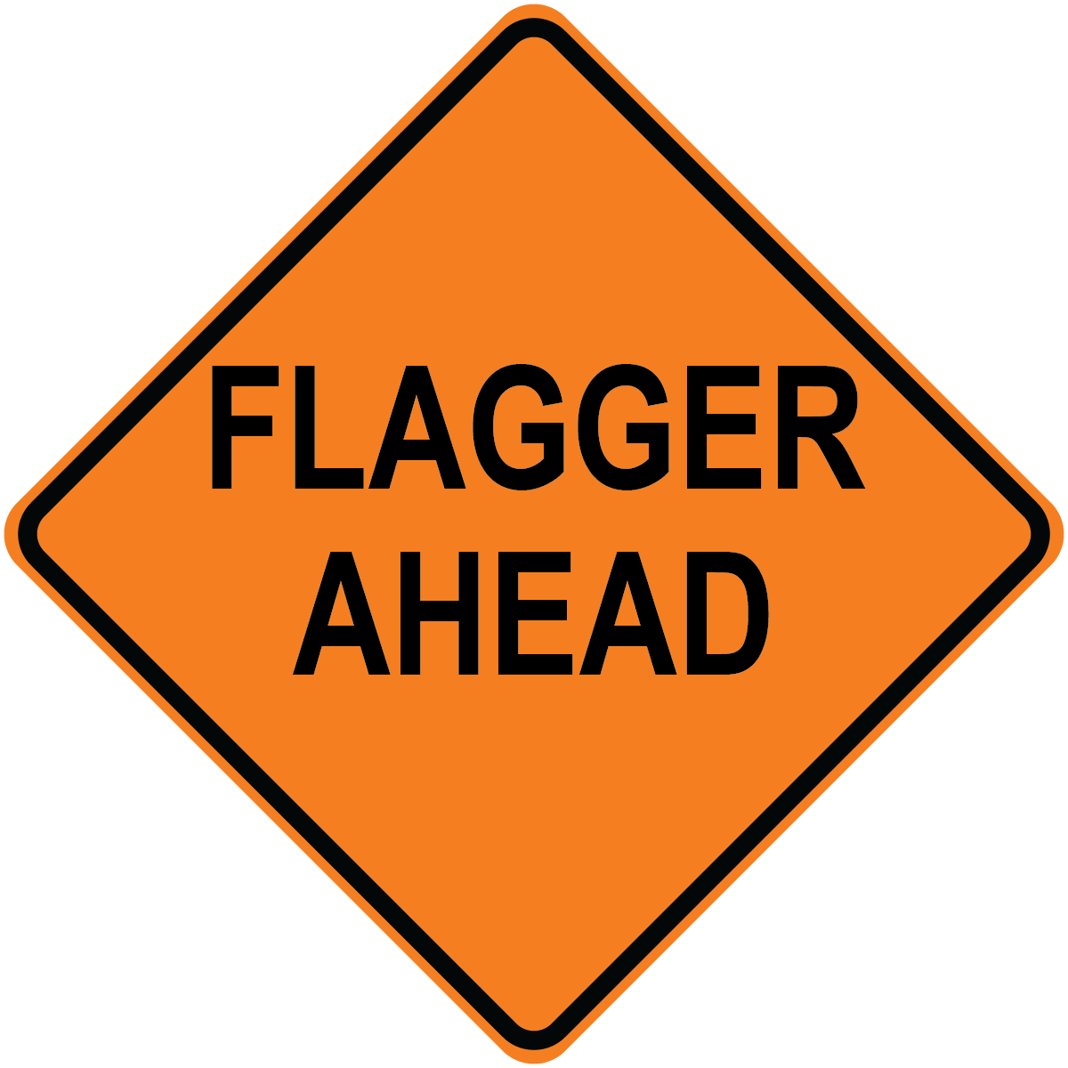 Flagger ahead diamond aluminum traffic warning sign for work zones
