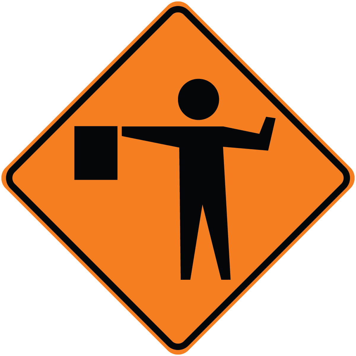 Flagger symbol diamond aluminum traffic warning sign for work zones