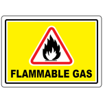 Flammable gas hazard sign with international flammable symbol for industrial safety areas
