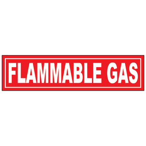 Flammable gas vinyl label for identifying cylinders, tanks, piping, and storage areas safely
