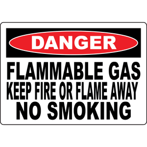Danger Flammable Gas No Smoking Sign