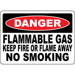Danger flammable gas no smoking safety sign