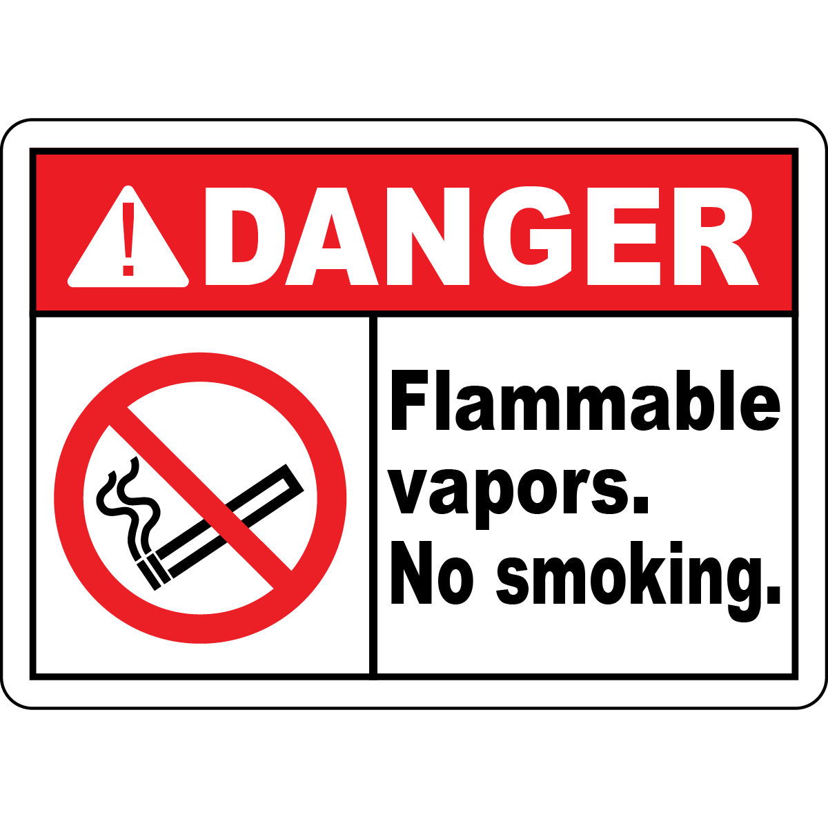 Danger flammable vapors no smoking sign