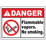 Danger flammable vapors no smoking sign