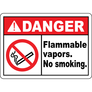 Danger flammable vapors no smoking sign