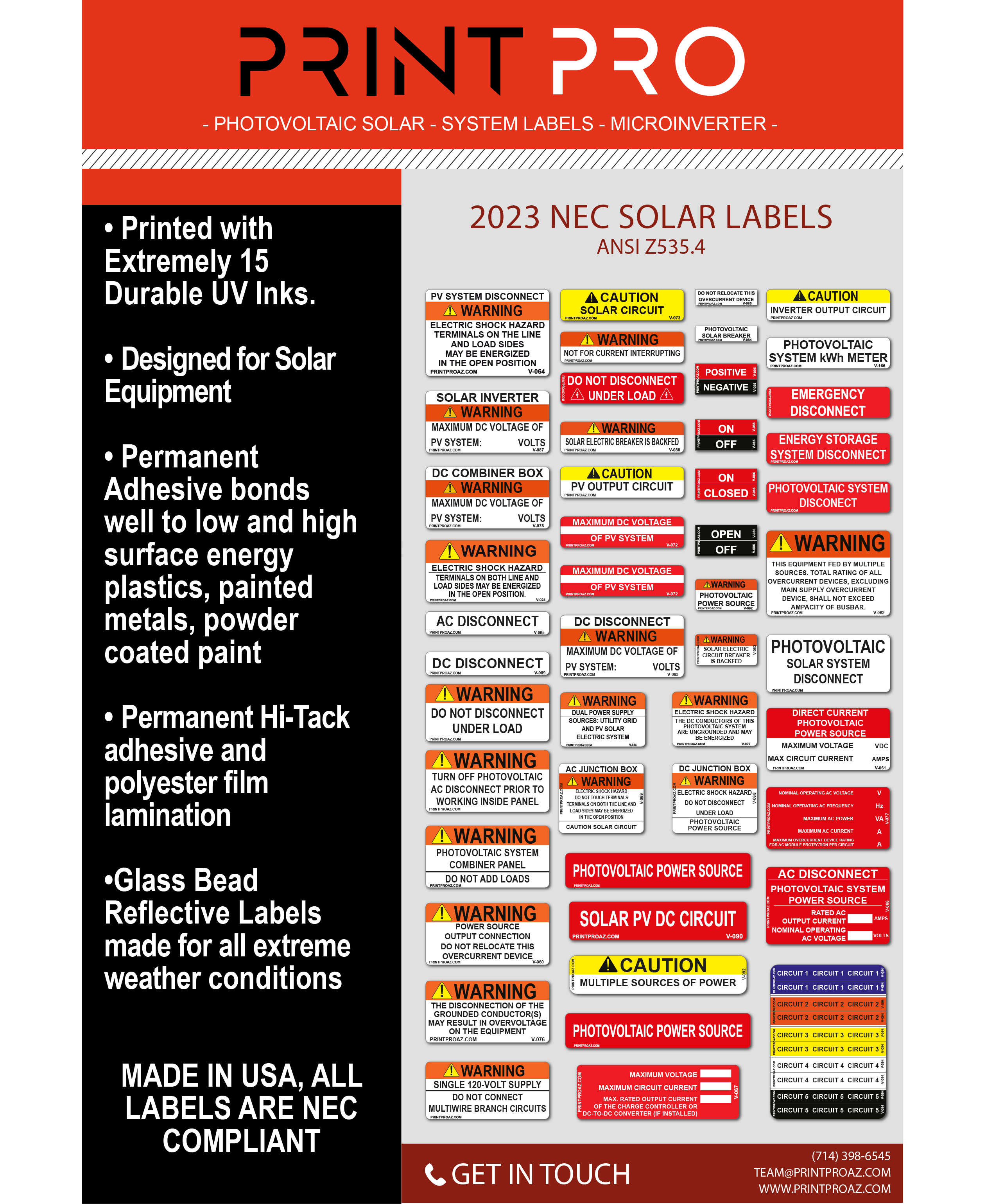 NEC 2023 Bundle s Standard Solar Labels | NEC Solar Label
