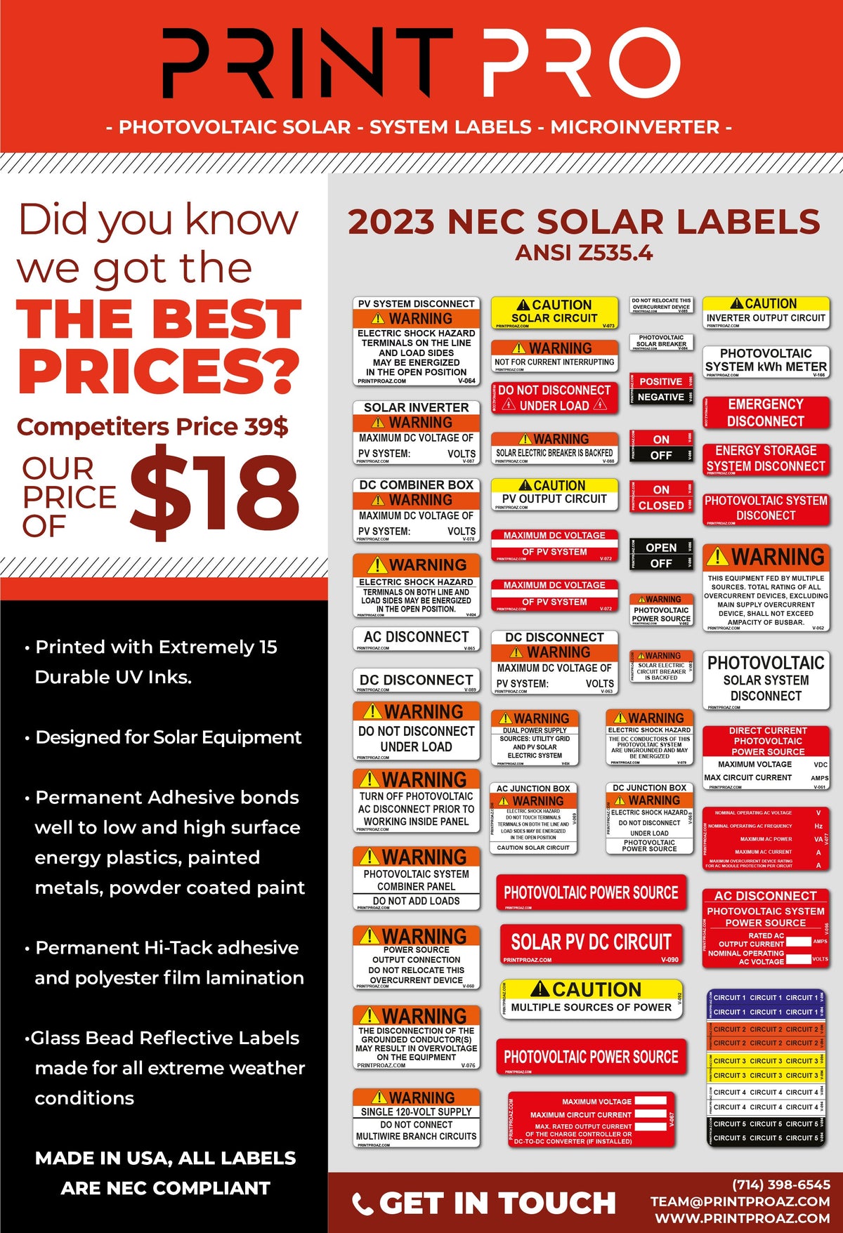 Nec Code Sticker NEC 2023 Bundle Vinyl Decals Standard Solar Labels