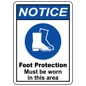 Foot protection must be worn sign with mandatory safety footwear symbol for workplace PPE compliance