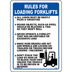 Forklift loading safety rules workplace instruction warning sign