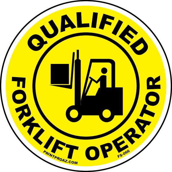 Qualified forklift operator hard hat safety sticker