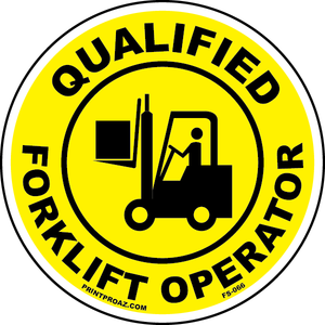 Qualified forklift operator hard hat safety sticker