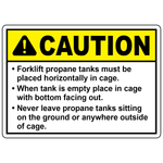 Caution forklift propane tanks storage safety sign for propane cage areas