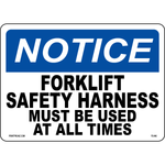 Forklift safety harness must be worn notice warning sign