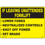 Forklift unattended safety steps vinyl label