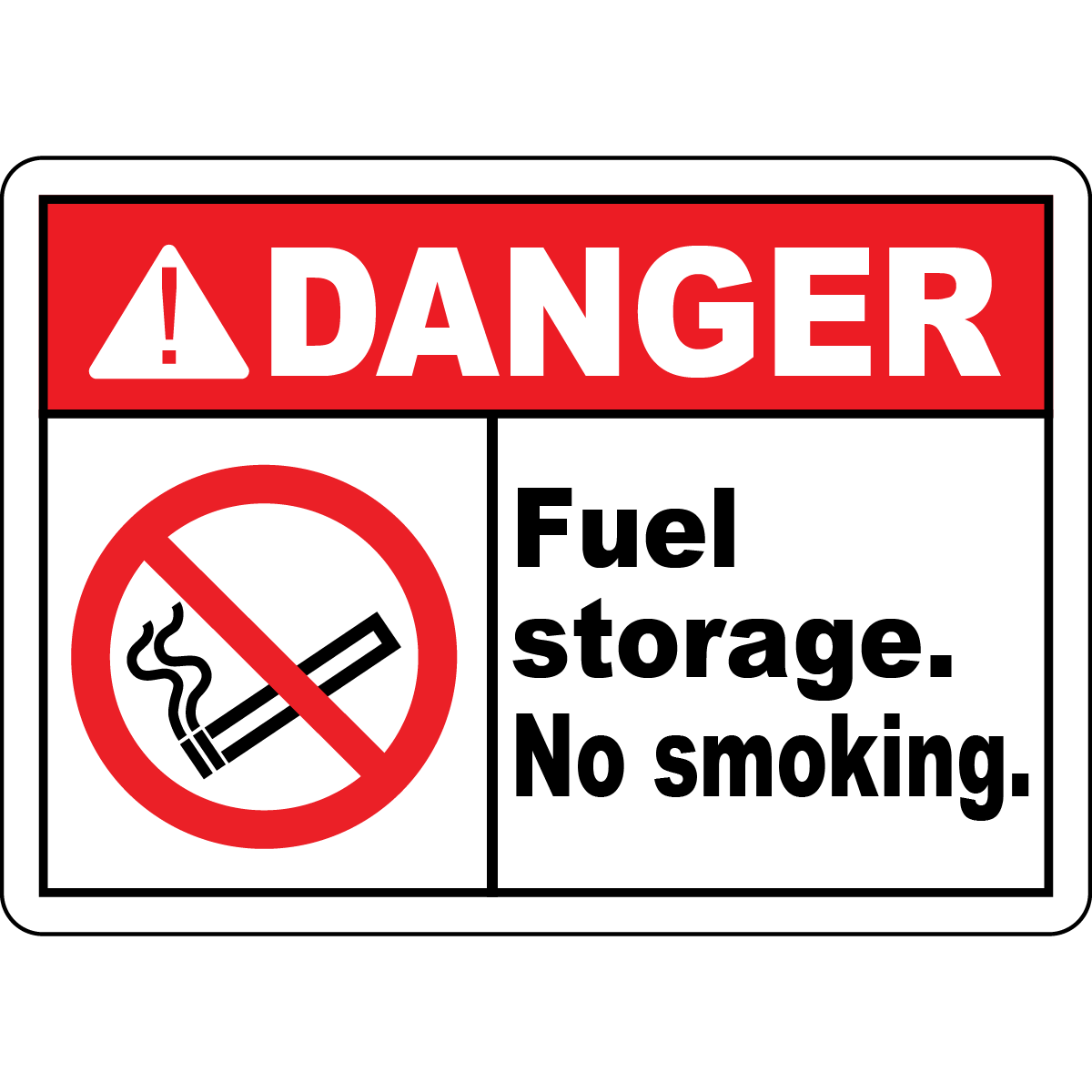 Danger fuel storage no smoking safety sign