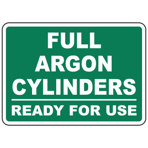 Full argon cylinders ready for use sign for compressed gas storage
