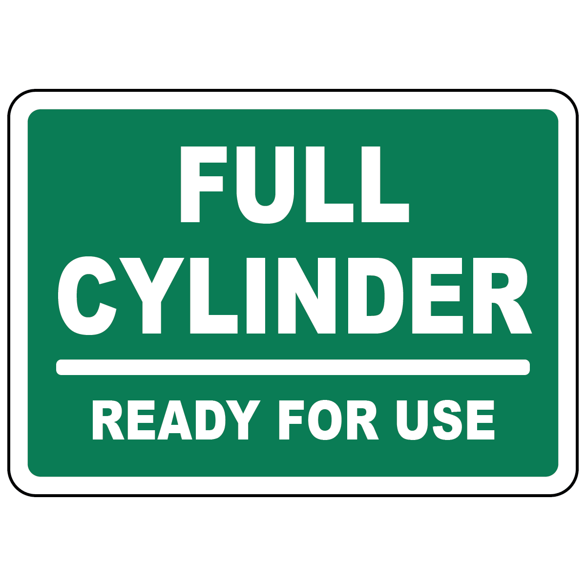 Full cylinder ready for use status sign for compressed gas identification