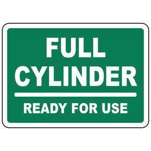 Full cylinder ready for use status sign for compressed gas identification