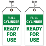 Full cylinder ready for use double-sided status tag with string