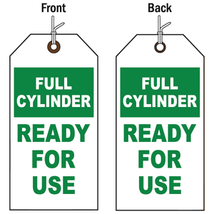 Full cylinder ready for use double-sided status tag with string