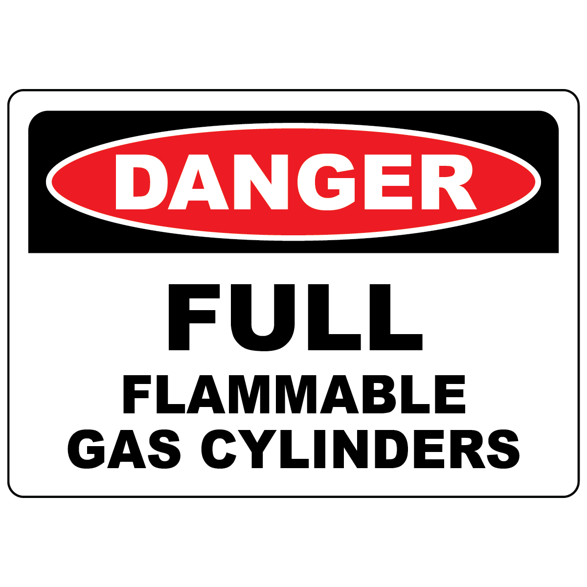 Danger full flammable gas cylinders safety sign for storage areas