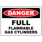Danger full flammable gas cylinders safety sign for storage areas