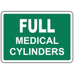 Full medical cylinders status sign for healthcare gas storage identification