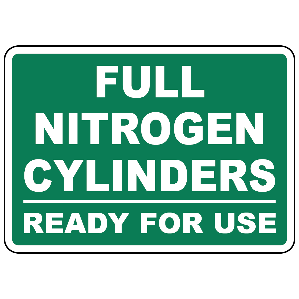 Full nitrogen cylinders ready for use sign for compressed gas storage