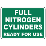 Full nitrogen cylinders ready for use sign for compressed gas storage