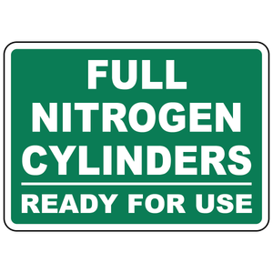 Full nitrogen cylinders ready for use sign for compressed gas storage
