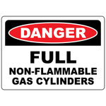 Danger full non-flammable gas cylinders safety sign for storage areas