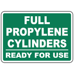 Full propylene cylinders ready for use sign for compressed gas storage
