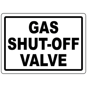 Gas shut-off valve vinyl label for identifying gas isolation points in commercial and industrial facilities