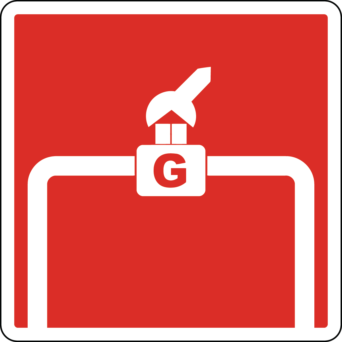 NFPA 170 gas shutoff valve sign with standardized symbol for emergency gas valve identification