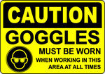 Goggles must be worn eye protection safety label sign
