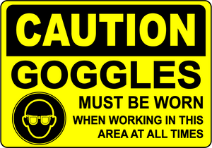 Goggles must be worn eye protection safety label sign