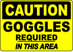 Goggles required in this area eye safety label sign