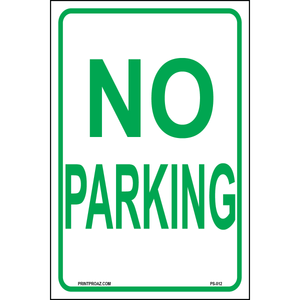 Green aluminum No Parking parking sign