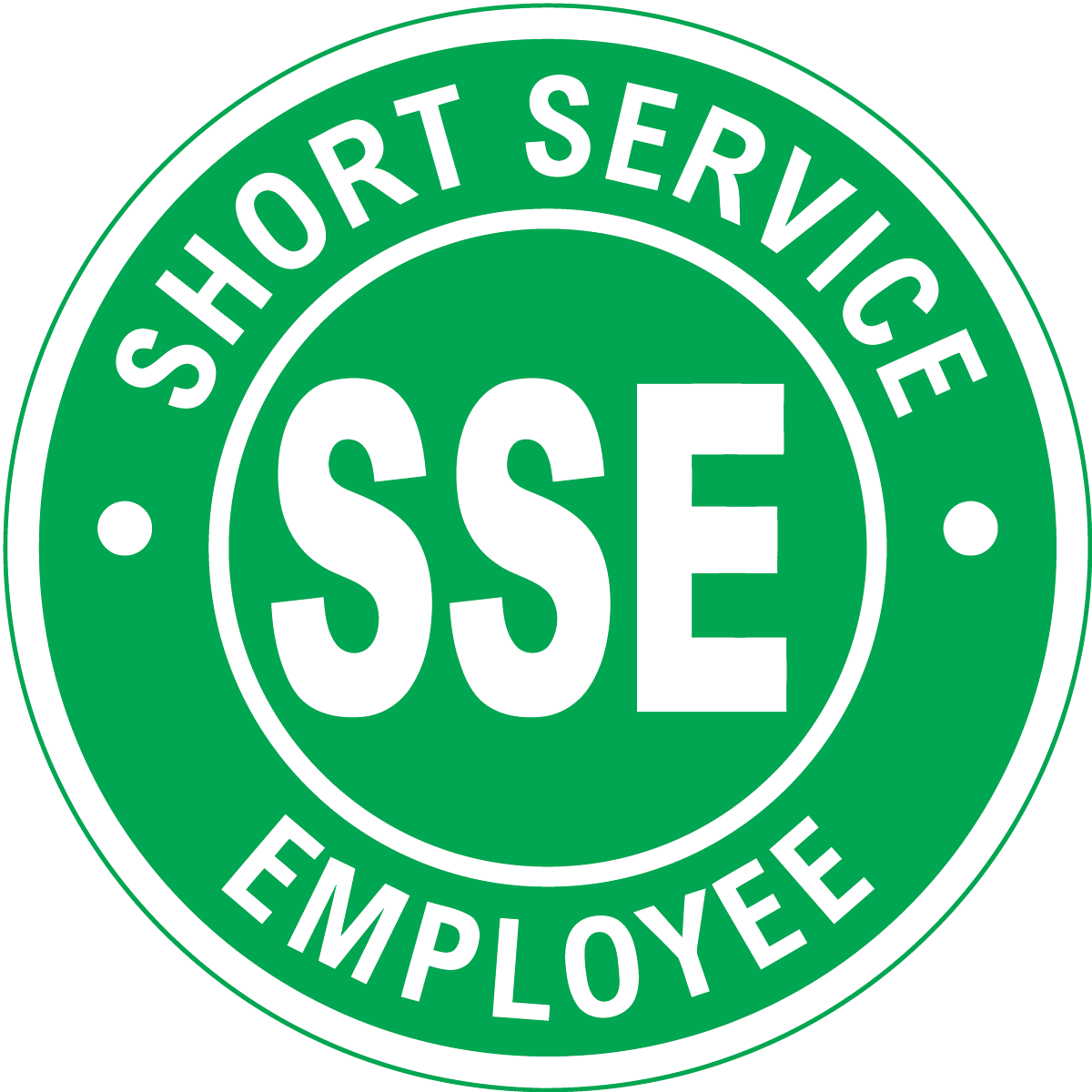Short service employee vinyl hard hat safety sticker