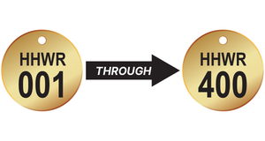 Engraved brass heating hot water return valve tag HHWR