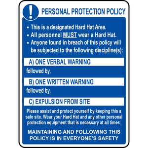Hard hat area PPE policy enforcement safety sign