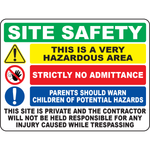 Hazardous area no admittance safety warning sign
