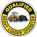 Qualified heavy loader operator vinyl hard hat safety sticker