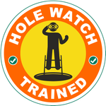 Hole watch trained vinyl hard hat sticker with confined space symbol