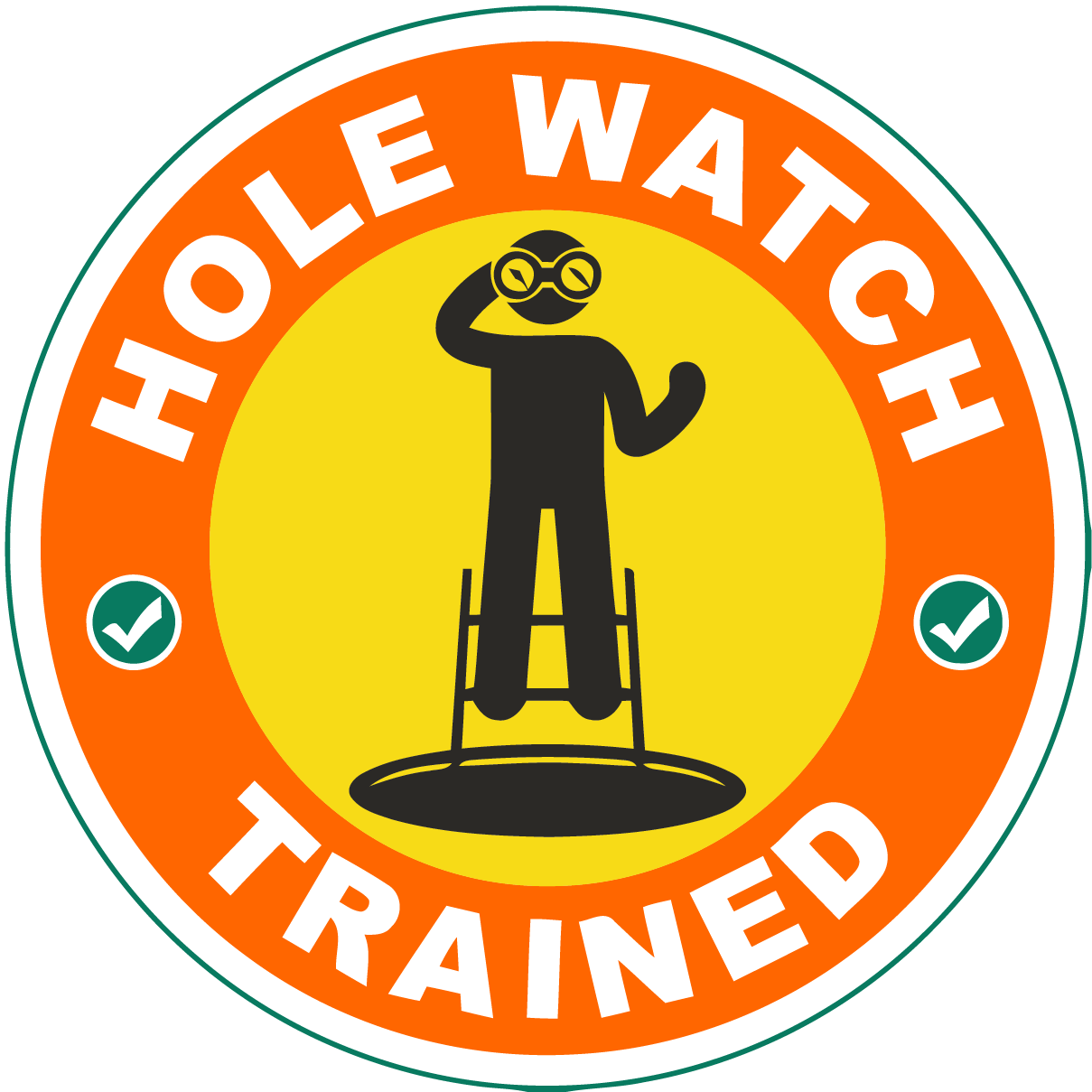 Hole watch trained vinyl hard hat sticker with confined space symbol
