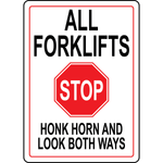 Honk Horn and Look Both Ways Sign