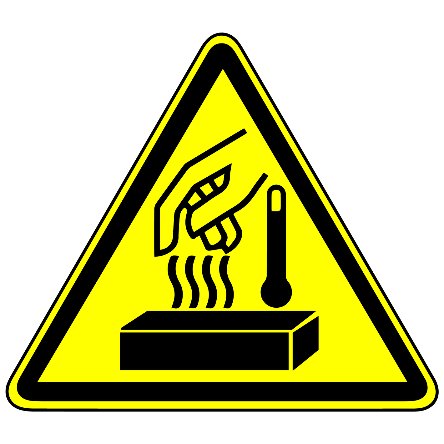 Hot materials warning polyester safety label for equipment