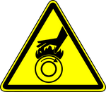 Hot surface rollers warning polyester safety label
