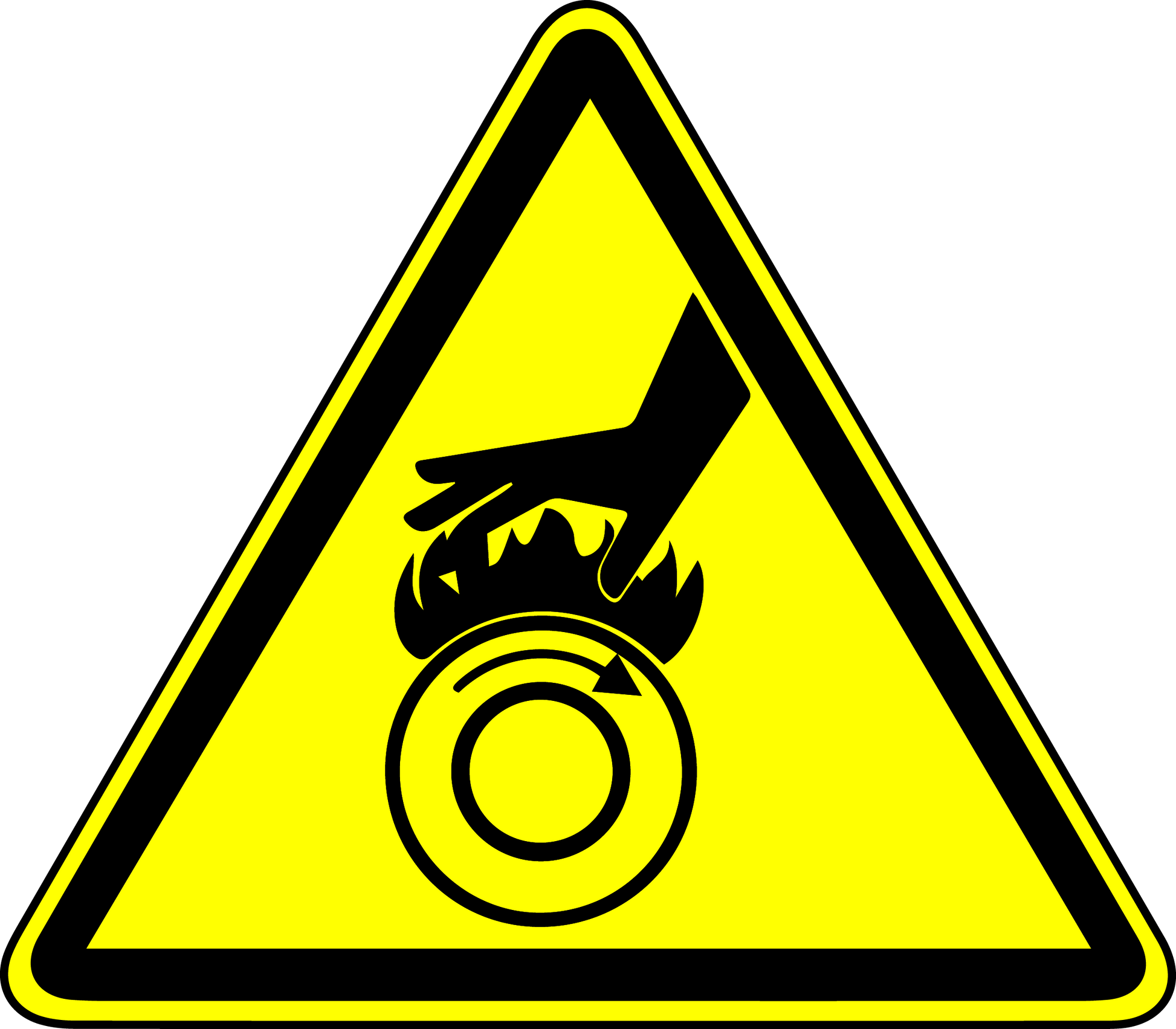 Hot surface rollers warning polyester safety label
